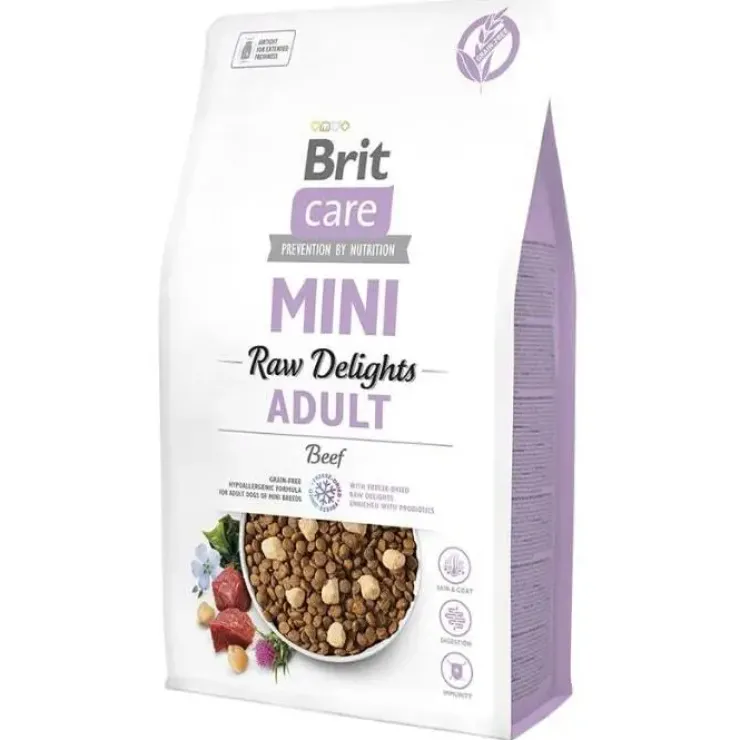 Brit Care Mini Raw Delights Adult, Beef | Tørfoder 2kg