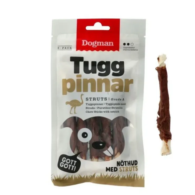 Dogman Tyggestænger med Struds 5 Stk. | 12,5cm