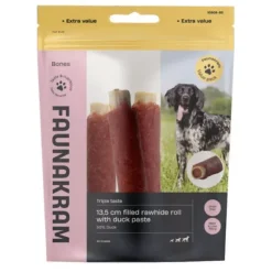 Faunakram Filled Rawhide Roll w. Duck Paste 300g | 4 stk