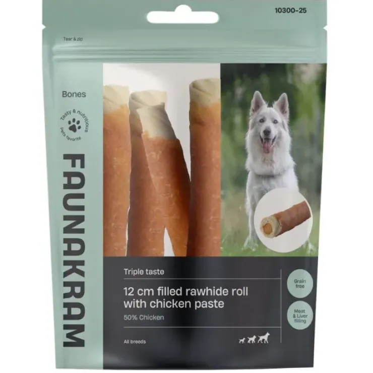 Faunakram Filled Rawhide Roll Chicken | 12 cm | 170g
