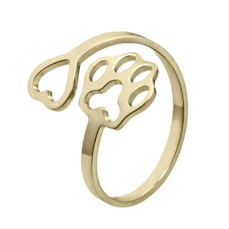 Fingerring med hjerte og pote