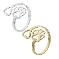 Fingerring med hjerte og pote