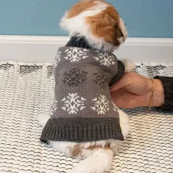 Grå hundesweater med snefnug