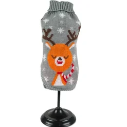 Grå julesweater med sødt rensdyr