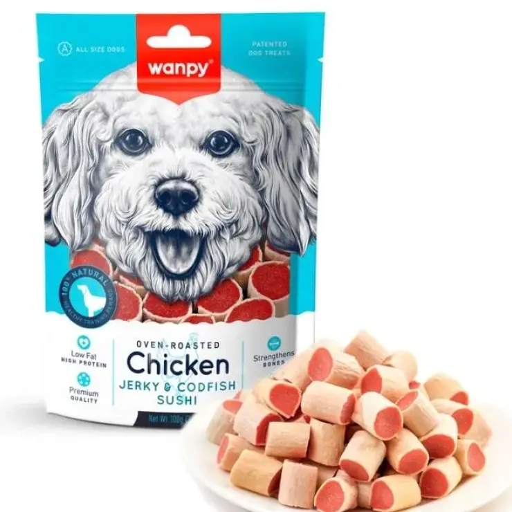 Wanpy Chicken Jerky & Codfish Sushi | 100g