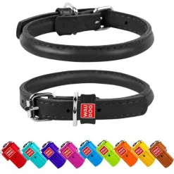 Waudog Rundsyet Læder Halsbånd